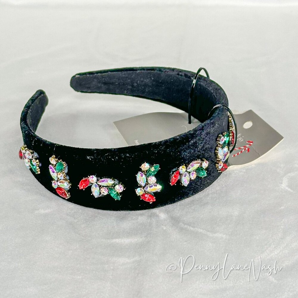 Hildie & Jo Rhinestone Headband in Black Velvet - Picture 3 of 3